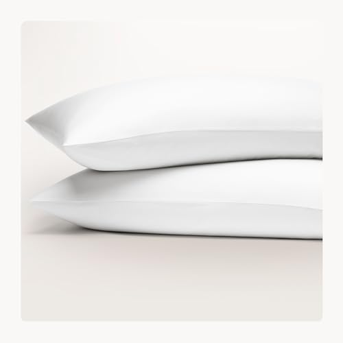 Seralino Satin Kissenbezug 30x30 Weiß (2er Set) 100% Bio Baumwolle, Oeko-Tex Zertifiziert, Kissenhülle 30x30 auch als Dekokissen Zierkissen verwendbar, weich wie Seiden Kissenbezug mit Reißverschluss von Seralino