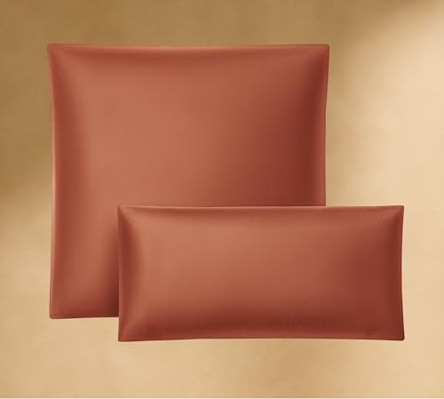 Seralino Satin Kissenbezug 30x50 Orange Nackenkissen Bezug (2er Set) 100% Bio Baumwolle (Mako Satin), Kopfkissenbezug auch als Dekokissen verwendbar, weicher Kissenbezug 50x30 mit Reißverschluss von Seralino