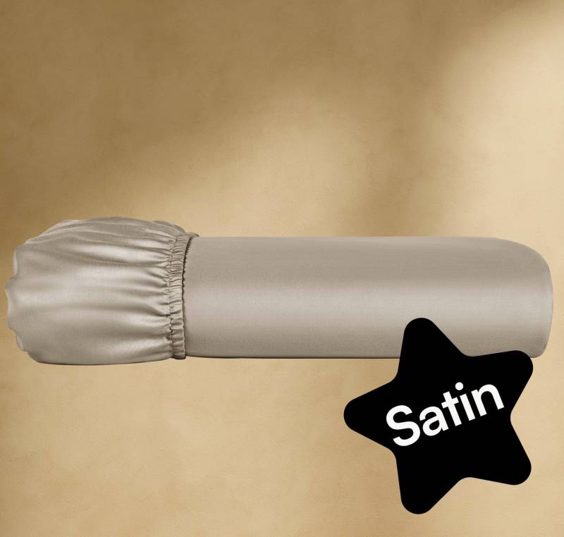 Seralino Spannbettlaken Mako Satin Spannbetttuch (100% Bio Baumwolle), 100% Bio-Baumwolle, Gummizug: rundum, Etiketten zeigen Seiten – schnelles, unkompliziertes Beziehen garantiert., Fairtrade/ GOTS zertifizierte uni Bettlaken, weich von Seralino
