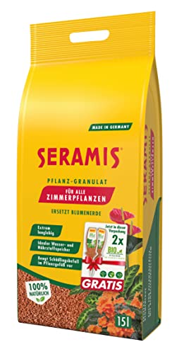 Seramis Pflanz-Granulat für alle Zimmerpflanzen, 15 l inkl. 2 Vitalkuren gratis – Pflanzen Tongranulat, Blumenerde Ersatz zur Wasser- und Nährstoffspeicherung, Braun von Seramis
