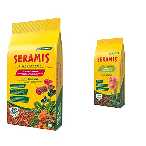 Seramis Pflanz-Granulat für alle Zimmerpflanzen & Spezial-Substrat für Kakteen und Sukkulenten, 7 l – Pflanzen Tongranulat, Kakteenerde Ersatz zur Wasser- und Nährstoffspeicherung von Seramis