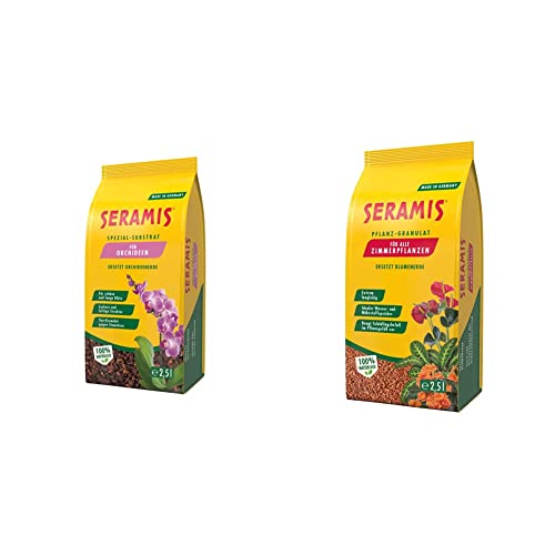 Seramis Spezial-Substrat für Orchideen, 2,5 l – Orchideensubstrat mit Tongranulat und Pinienrinde & Pflanz-Granulat für alle Zimmerpflanzen, 2,5 l – Pflanzen Tongranulat, Blumenerde Ersatz,Gelb von Seramis