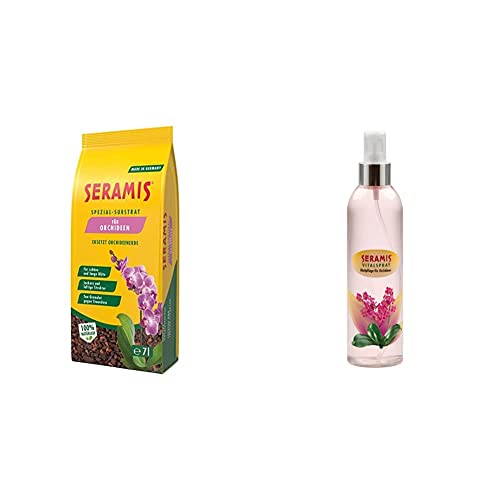 Seramis Spezial-Substrat für Orchideen, 7 l – Orchideensubstrat mit Tongranulat und Pinienrinde & Vitalspray für Orchideen, 250 ml – Pflanzenpflege für Orchideen, vitalisierendes Orchideen Spray von Seramis