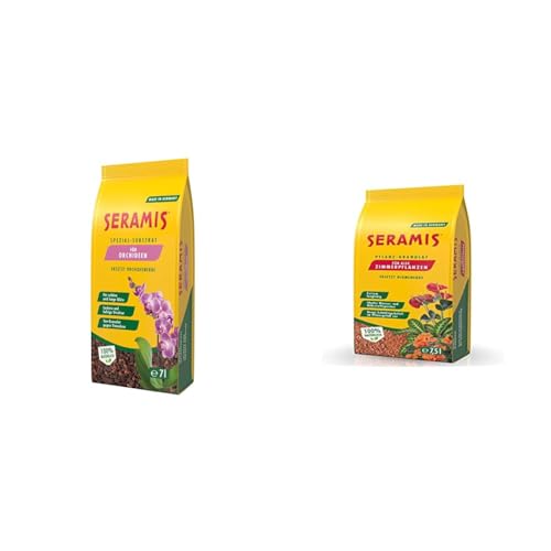 Seramis Spezial-Substrat für Orchideen, 7 l & Pflanz-Granulat für alle Zimmerpflanzen, 7,5 l – Pflanzen Tongranulat, Blumenerde Ersatz zur Wasser- und Nährstoffspeicherung von Seramis