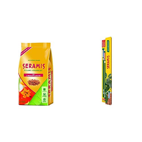 Seramis Ton-Granulat als Pflanzenerden-Ersatz für Zimmerpflanzen, Grün-, Blühpflanzen und Kräuter, Pflanz-Granulat, Ton-Farbe, 15 Liter & Gießanzeiger 26 cm für alle Topfpflanzen, 2 Stück, grün von Seramis