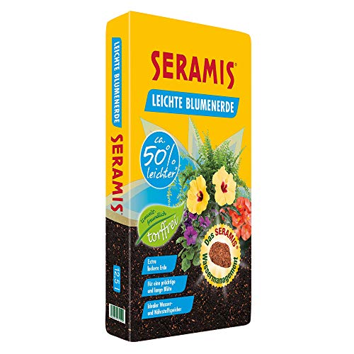Seramis Torffreie, leichte Blumenerde, 12,5 l – extra lockere Pflanzenerde für Grün- und Blühpflanzen, 50 % leichtere Erde mit Pflanz-Granulat von Seramis