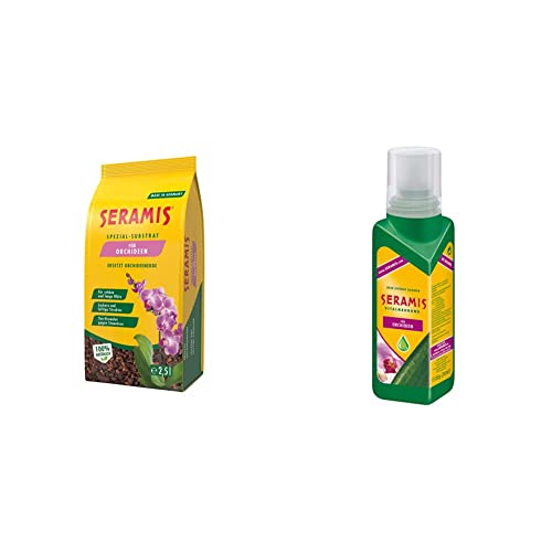 Seramis Vitalnahrung für Orchideen, 200 ml & Spezial-Substrat für Orchideen, 2,5 l – Orchideensubstrat mit Tongranulat und Pinienrinde zur idealen Sauerstoff- und Nährstoffversorgung,Gelb von Seramis