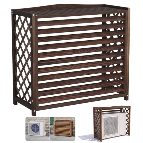 Verkleidung Klimaanlage Außengerät Holz Klimaanlage Abdeckung Außengerät Sonnensicher Wasserdicht Und Staubdicht Abdeckung Klimaanlage Außengerät Balkon Pflanzenregal Outdoor(86x35x80cm) von SeraphicCharm