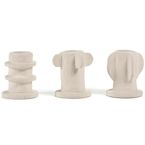 Molly Beige Kerzenhalter 02 Set mit 3 Stück | Steingut, modernes Design, matte Oberfläche | L 5 L 5 H 6,5 cm von Serax