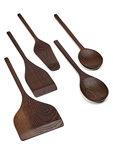 SERAX Holz Küchenutensilien Set 5-teilig - Serax Pure by Pascale Naessens - Kochlöffel & Spaten als Küchen Zubehör - Kochlöffel Set, Holzlöffel, Küchen Utensil, Küchen Helfer von Serax