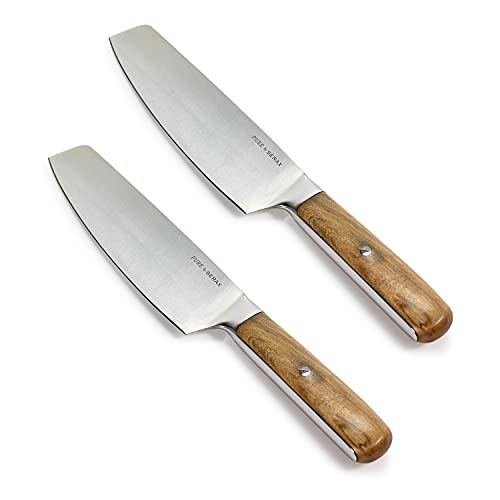SERAX Nakiri Messer L 18 cm Klinge 2er Pack - Serax Pure by Pascale Naessens - Olivenholz Edelstahl Küchenmesser scharf - Scharfes Küchemesser, Profi Küchen Messer, Koch Messer von Serax