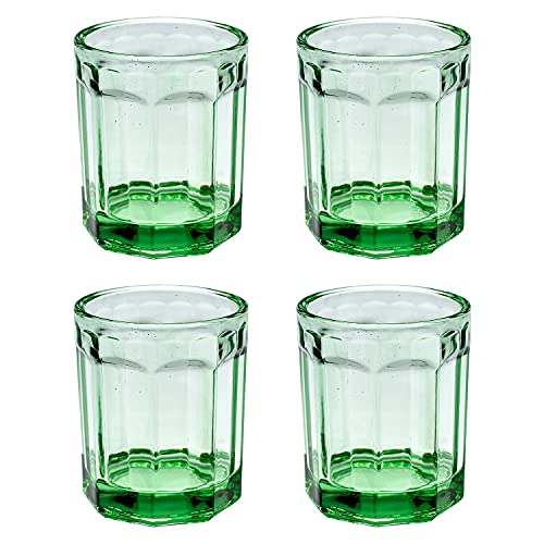 SERAX Trinkgläser transparent grün 4er Pack - Trinkglas 9 x 7,5 cm für 220ml - Serax Fish & Fish by Paola Navone - Gläser Set, Wassergläser Trinkgläser Set von Serax
