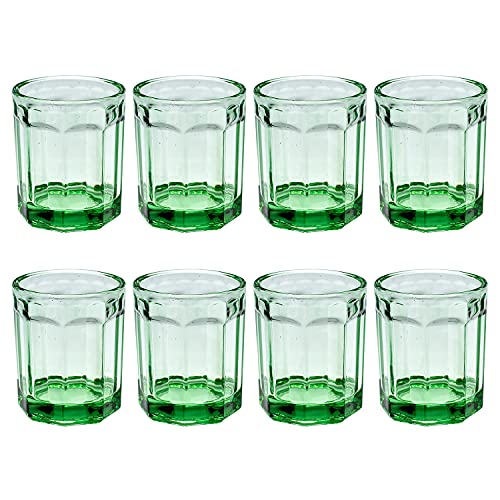 SERAX Trinkgläser transparent grün 8er Pack - Trinkglas 9 x 7,5 cm für 220ml - Serax Fish & Fish by Paola Navone - Gläser Set, Wassergläser Trinkgläser Set von Serax