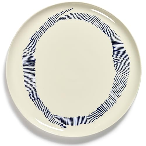 Serax Feast Servierteller diam. 35 cm. White Swirl - Stripes Blue von Serax