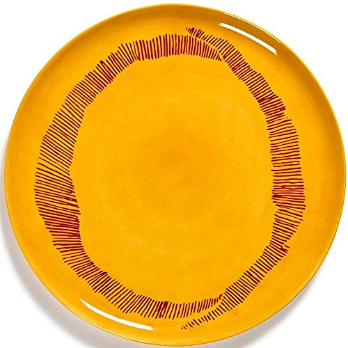 Serving Plate Feast L35 X W35 X H2 cm Sunny Yellow Swirl-Stripes Red von Serax