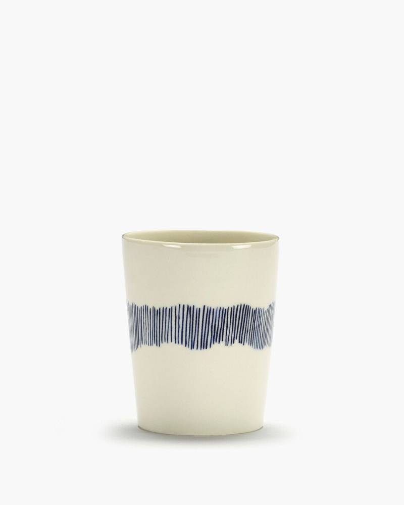 Teetasse 0,33 l Feast weiß/blaue Streifen von Serax