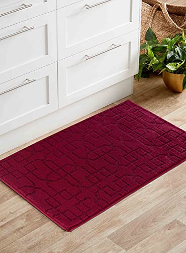 Serdim Rugs Antirutsch-Fußmatte, Washabale Siam Rank-Design, für Küche und Flur, Rot, 40 x 60 cm von Serdim Rugs