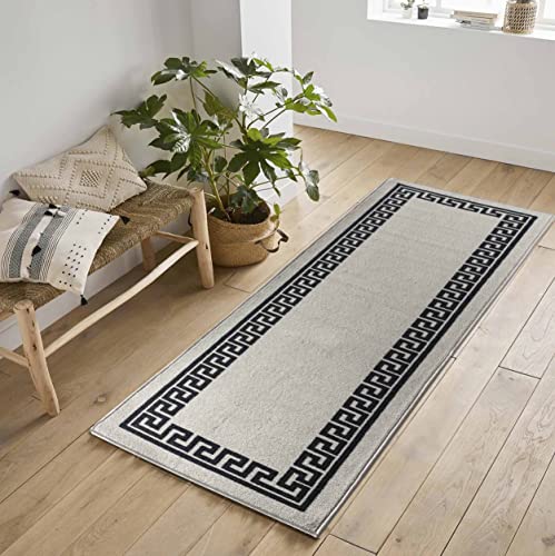 Serdim Rugs Türmatte, maschinenwaschbar, griechisches Schlüssel-Design, für Flur, Flur, Korridor, Küche, rutschfeste Fußmatten von Serdim Rugs