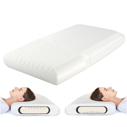 Orthopädisches Memory Schaum Kissen 70x42x10 cm Nackenstützkissen für Seitenschläfer, 2 in 1 mittelfest & weich, Doppelseitiges Ergonomisches kopfkissen mit abnehmbarem Bezug Öko-Tex Zertifiziert Weiß von SerenNap