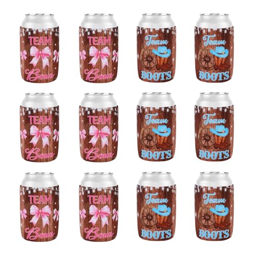 Serencatcher Boot and Bow Gender Reveal Party Dekoration, 12 Stück Western Gender Reveal Can Cooler Boot and Bow Boy or Girl Can Sleeve for Boot and Bow Western Gender Reveal Baby Shower Party von Serencatcher