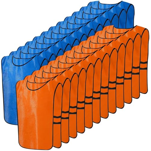 SerendipitousWhisper 6/12 teiliges Set Fußball Trainingsweste,LeuchtendeFarben Sport Trikot Leibche Team-Spiel Bibs,Atmungsaktives Sports Mesh Bibs für Fußball Basketball Baseball Training(ohne Logo) von SerendipitousWhisper