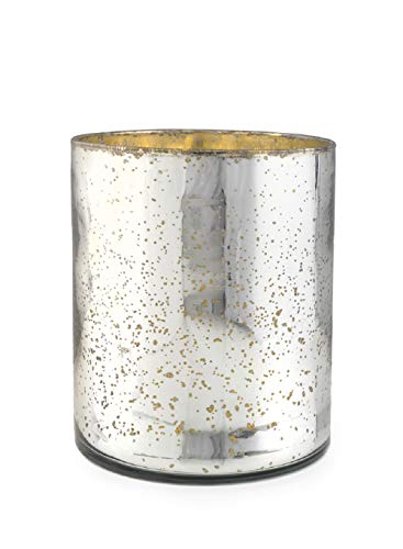Serene Spaces Living Antik-Silber-Zylindervase, Vintage-Stil, handgefertigt, Quecksilber-Finish für Hochzeiten, Partys, Veranstaltungen, Maße: 19,1 cm hoch und 15,2 cm Durchmesser von Serene Spaces Living
