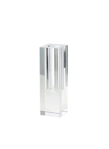 Serene Spaces Living Kleine moderne quadratische Kristallvase, dekorative einzelne Blumenvase für Hochzeiten, Veranstaltungen, Partys, Heimdekor-Akzente, Maße: 12,7 cm hoch, 3,8 cm lang, 3,8 cm breit von Serene Spaces Living