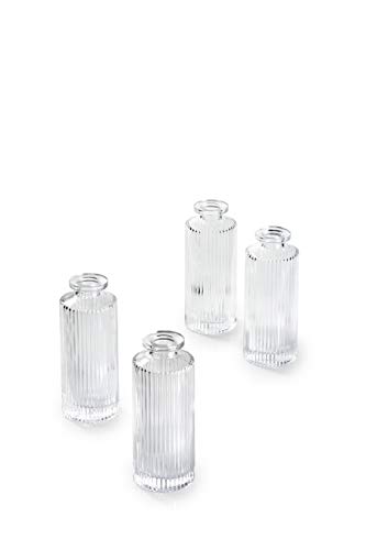 Serene Spaces Living Set mit 4 transparenten Plissee-Vasen, Vasen für Tafelaufsätze für Heimdekoration, Events, Hochzeiten, Partys, Maße: 13,3 cm hoch und 5,1 cm Durchmesser. von Serene Spaces Living