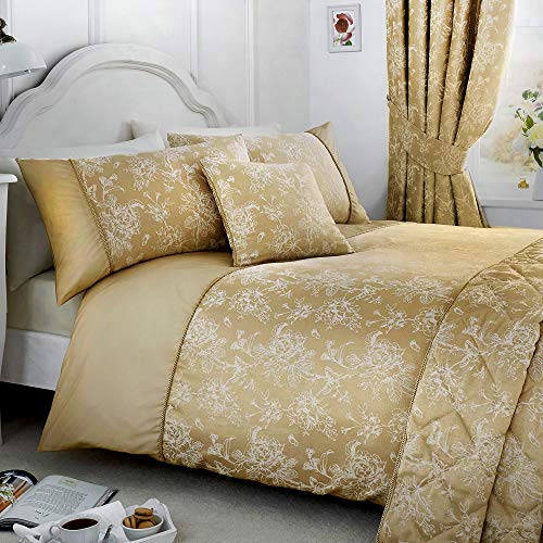 Dreams & Drapes Serene – Jasmin – Pflegeleichtes Bettbezug-Set | Super-King-Size-Bett | Champagner-Gold Bettwäsche von Dreams & Drapes