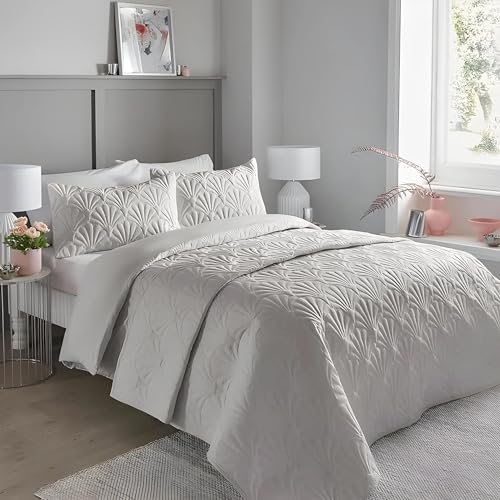 Serene - Cavali Pinsonic Bettbezug-Set für Kingsize-Bett, silberfarben von laqula