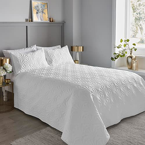 Serene - Cavali – Pinsonic Tagesdecke – 200 cm x 230 cm in Weiß von DREAMS AND DRAPES