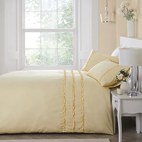 Serene - Felicia Frill Bettbezug-Set mit Pfirsich-Finish – Super-King-Size-Bett in Gelb Serene - Felicia Frill Bettbezug-Set mit Pfirsich-Finish – Super-King-Size-Bett in Gelb von laqula