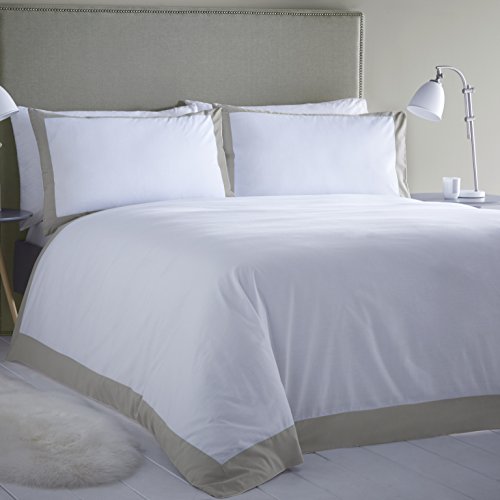 Serene 'Madison' Weiß mit Einer Taupe-farbenen Kontrast Bordüre, zusätzliche Kopfkissen, Taupe, Doppelbett von Serene