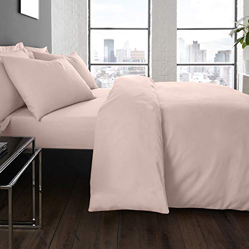 Serene Plain Dye Collection pflegeleichtes Bettbezug-Set, Blush, Einzelbett von Serene