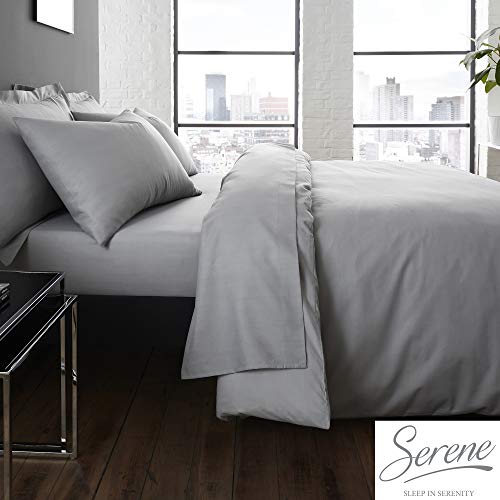 Serene Plain Dye Collection pflegeleichtes Bettbezug-Set, Grau, Einzelbett von Serene