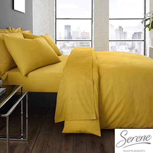 Serene Plain Dye Collection pflegeleichtes Bettbezug-Set, Ocker, Doppelbett von Serene