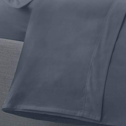 Serene Plain Dye Pflegeleichtes Bettlaken, Polyester, Denim, Doppelbett von Serene