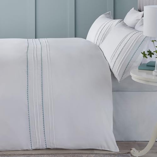 Serene - RIC Rac - Strukturiertes Bettbezug-Set - Super-Kingsize-Bett in Enteneiblau von laqula