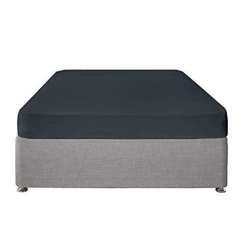 Serene - Unifarben – pflegeleichtes 32 cm tiefes Spannbetttuch – Super-King-Size-Bett in Marineblau von Serene