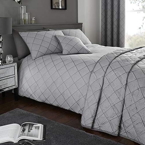 Serene Wilmslow-Jacquard-Bettbezug-Set, gewebt, Graphit, Einzelbett von Serene