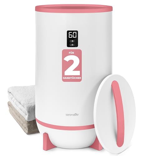 SereneLife Elektrischer Handtuchtrockner Eimer, Handtuchwärmer mit Timer, Tragbare Heizung Wärmegerät für Bad, Hotel, Spa & Wellness mit automatischer Abschaltung, Energiesparend & Mobil, Rosa von SereneLife
