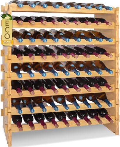 SereneLife Weinregal für 72 Flaschen 85,1 x 25,4 x 104,8 cm klassisches, modulares Holzregal für Weinflaschen, für Bar, Weinkeller, Keller, Schrank, Speisekammer, Holz, braun von SereneLife