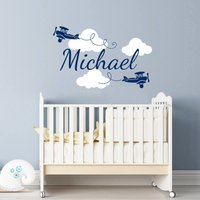 Jungen Name Wandtattoos Kinderzimmer Dekor Vinyl Aufkleber Wolken Doppeldecker Flugzeug Kinder Wandkunst Jungen Name Wandtattoos Kinderzimmer Dekor Vinyl Aufkleber Wolken Doppeldecker Flugzeug Kinder Wandkunst von SereneWallpaper
