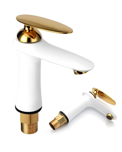 Serenfira Wasserhahn Bad,Waschtischarmatur Weiß Gold 1 Loch Mount Heißes Kaltes Becken Mischer Hahn,Kupfer Mischbatterie Kalt-Warm Wasserhahn Mit Ornamenten,Wasserhahn Bad Retro für Waschbecken Serenfira Wasserhahn Bad,Waschtischarmatur Weiß Gold 1 Loch Mount Heißes Kaltes Becken Mischer Hahn,Kupfer Mischbatterie Kalt-Warm Wasserhahn Mit Ornamenten,Wasserhahn Bad Retro für Waschbecken von Serenfira