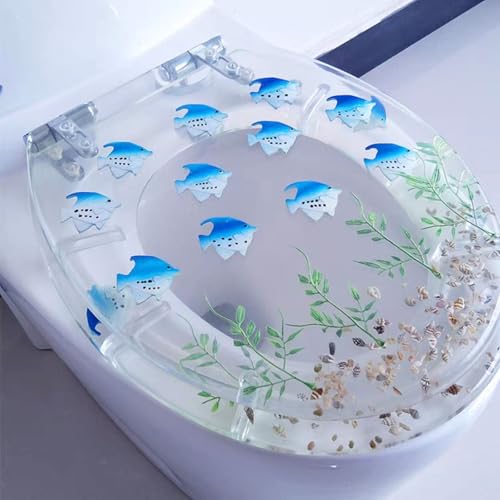 Serenitison Toilettensitz aus Harz,WC Sitz Mit Absenkautomatik,WC Deckel aus Kunstharz,Toilettensitz mit 3D Effekt,leiser Toilettensitz mit langsamer Absenkung,Kommt mit Edelstahlscharnieren von Serenitison