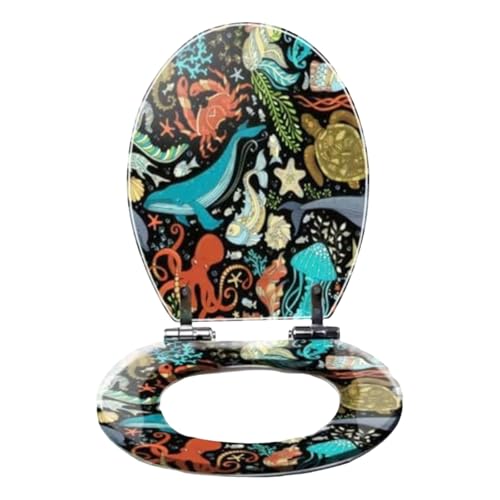 Serenitison WC Deckel aus Kunstharz,WC Sitz Mit Absenkautomatik,WC Toilettendeckel,Universal Toilettensitz,Leiser Toilettensitz mit langsamer Absenkung,Verdickter Farbiger Toilettensitz,43 * 36cm von Serenitison