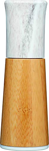 KitchenCraft Serenity Salz- und Pfeffermühle aus Bambus, Gewürzmühle mit Langlebigem Keramikmahlwerk, Modernes Design, Braun / Hellrosa, 17,5 cm von KitchenCraft