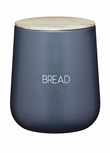 KitchenCraft Serenity Brotkasten mit luftdichtem Deckel, Aufbewahrungsbox mit Deckel für Brot, Borratsdosen Brotbox, Brottopf aus Eisen, Grau/Braun, Ø 12,5 (15 cm hoch), 1,5 Liter von KitchenCraft