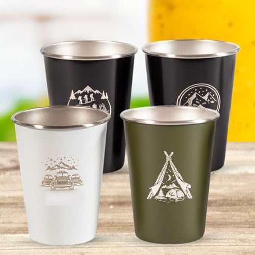4-teiliges Edelstahl-Tassen-Set, 350 ml, Outdoor-Kaffeetassen-Set aus 304 Edelstahl, Forcamp-Becher, Wanderbecher (350 ml gelb) von Serenophile