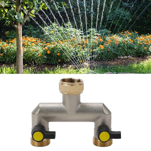 Gartenschlauch-Verteiler aus Messing mit zwei Ventilen für effiziente Bewässerung und Wasserkontrolle von Serenophile